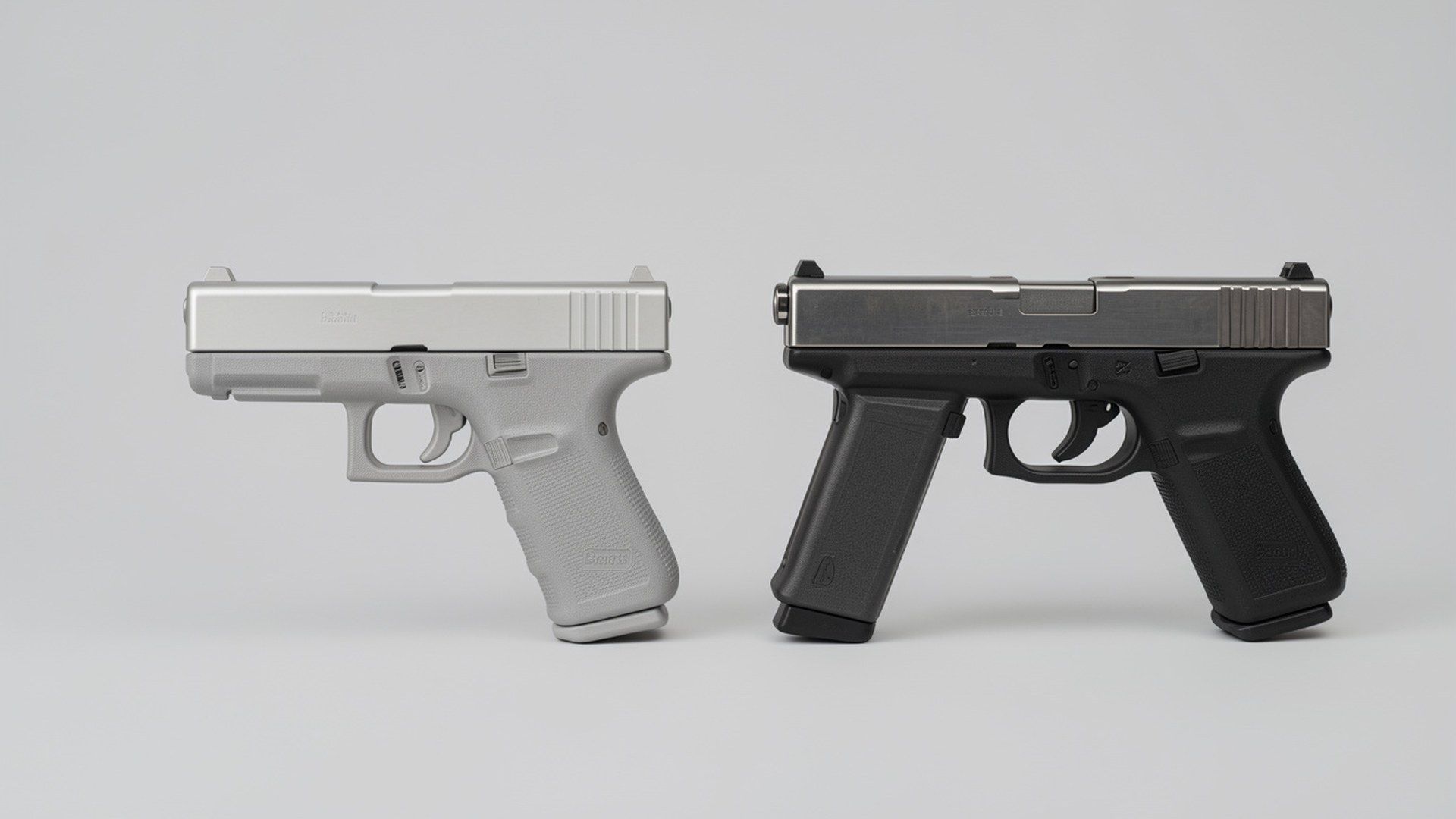Glock 17 ile Beretta 92’nin yan yana premium karşılaştırma kompozisyonu