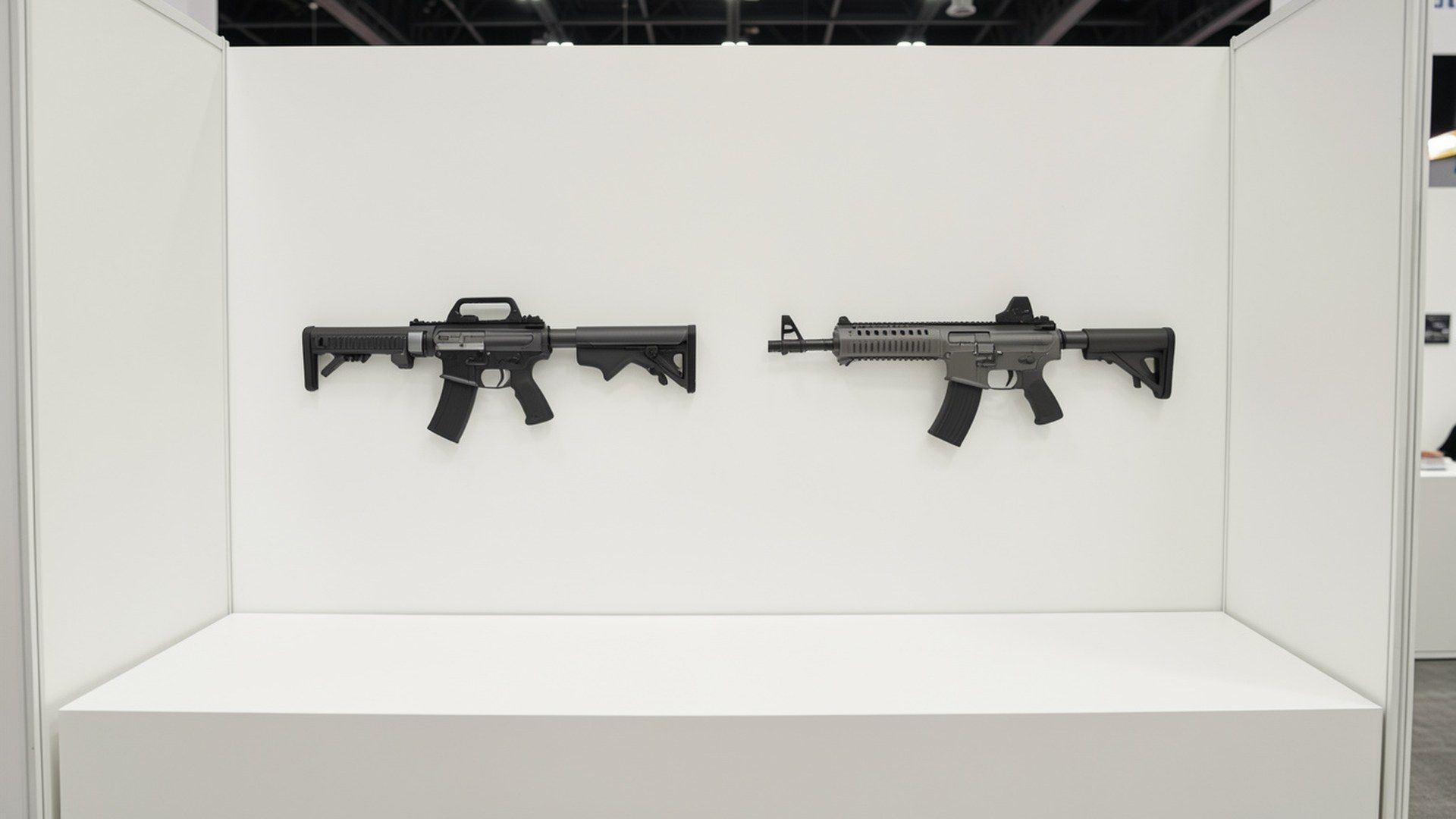 Türk silahlı kuvvetleri piyade tüfekleri: mPT-76 ve MPT-55 ailesini temsil eden iki modern tüfeğin güvenli savunma sanayii fuar standı sergisi