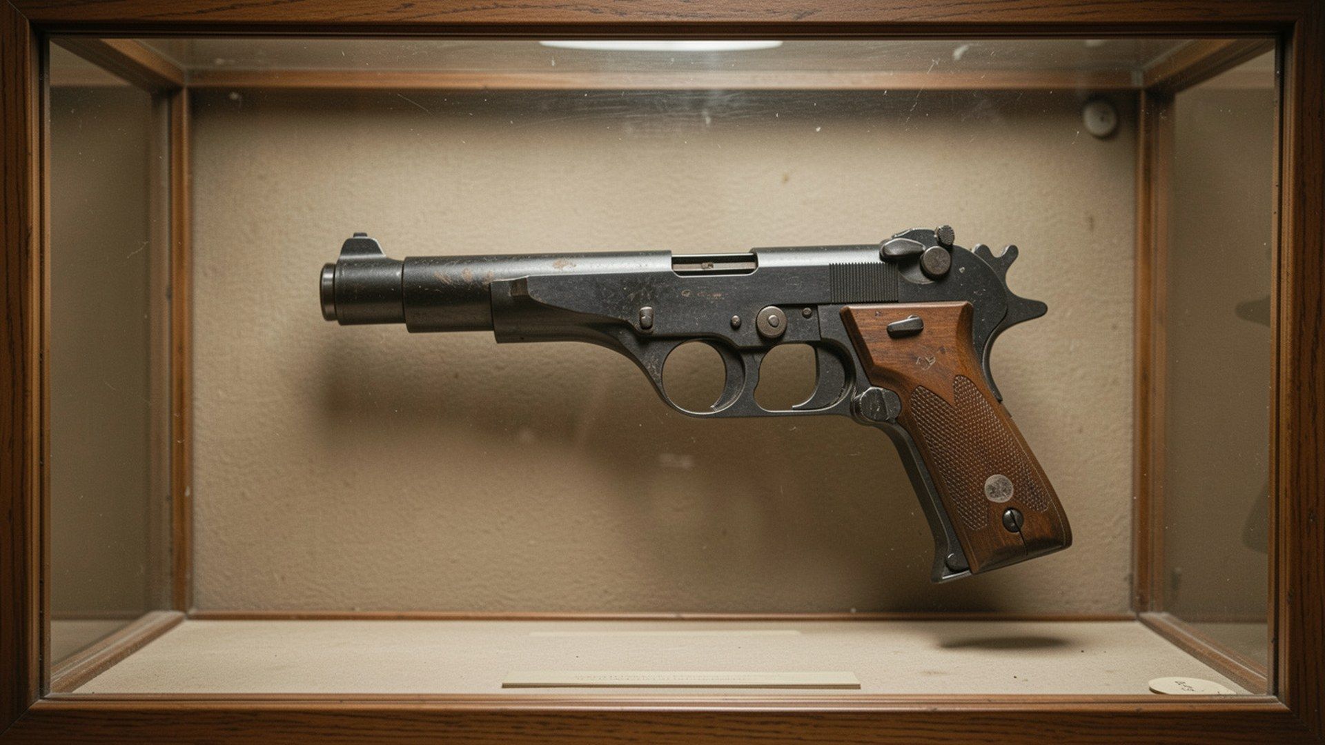 Tarihî Luger P08 tabancasının güvenli müze vitrini